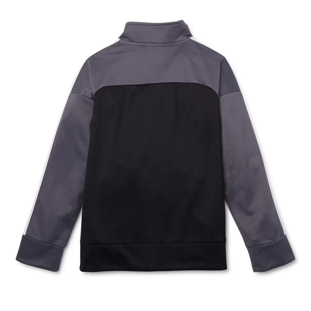 Athletic Works Youth Boys Tricot Track Full Zip Jacket Size L (10-12) Gray Black